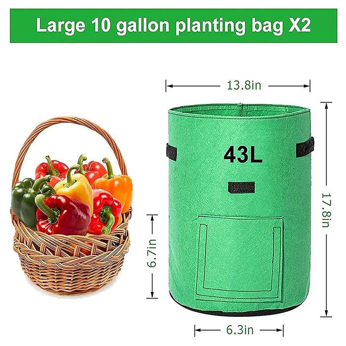 2 Pack 10 Gallon Planter Grow Bags with Flap Window,for Potato,tomato