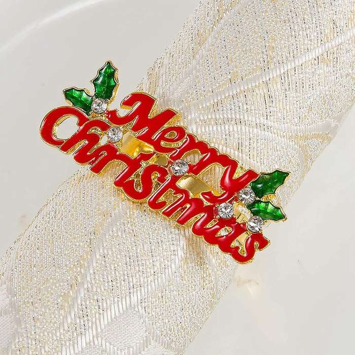 Christmas Napkin Rings - Set Of 10 Napkin Holder Rings for Holiday