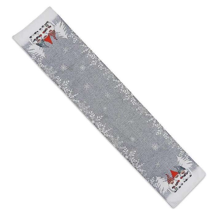 1pcs Christmas Table Runner Santa Claus and Snowflake Decorative Grey