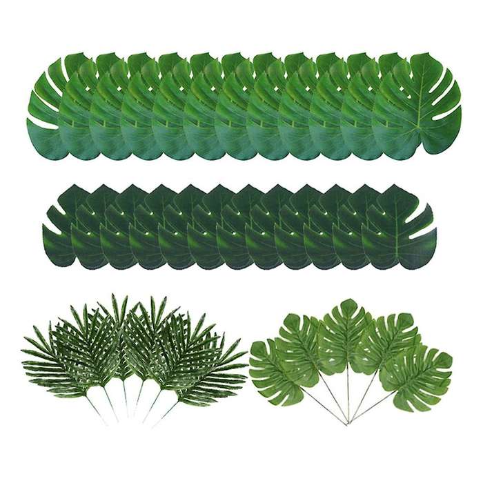 35pcs Artificial Palm Leaves for Jungle Beach Theme Party Table Decor