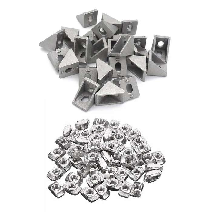 50pcs M4-20 T-nut Thread T Slot Hammer Head Drop In Nut 50pcs Silver