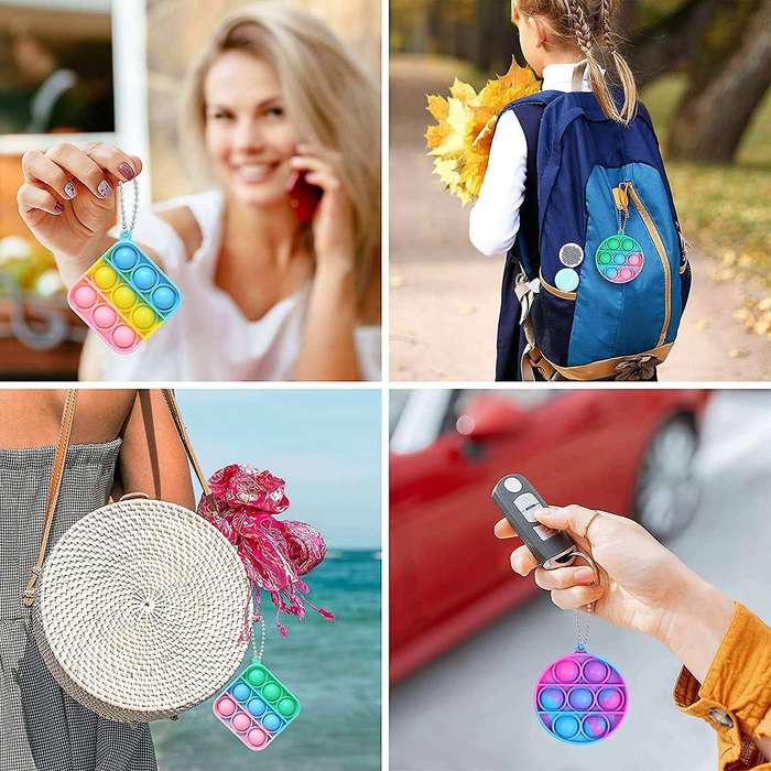 8 Pcs Silicone Keychain Toy Fidget Toy Office Desk Toy for Kids