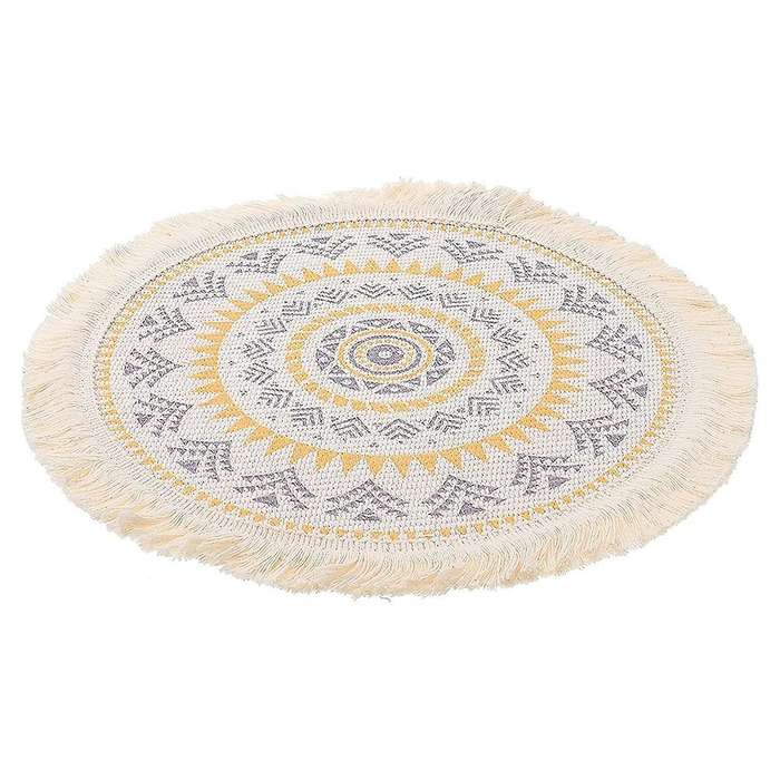 2pcs Christmas Table Placemat Cotton Cup Pad Mandala Style Railway