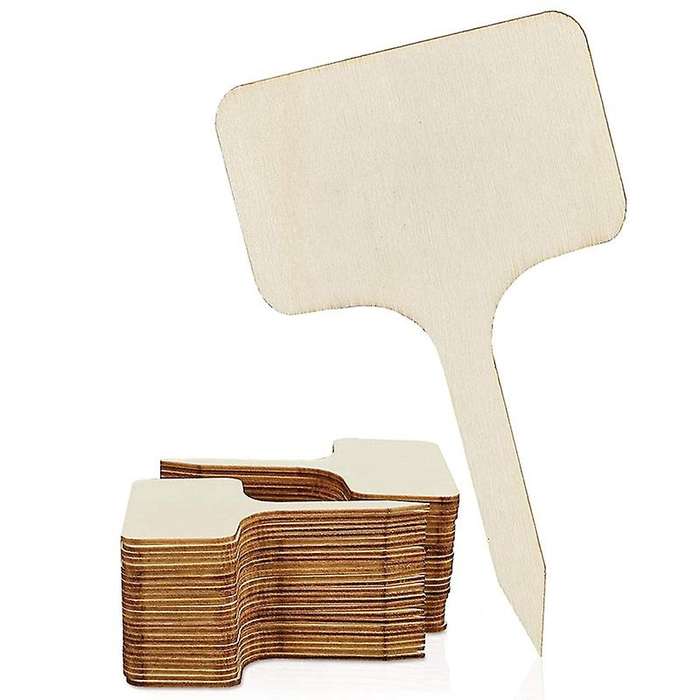 100pcs Wood Plant Labels, T-type Wooden Plant Sign Tags (6 X 10cm)