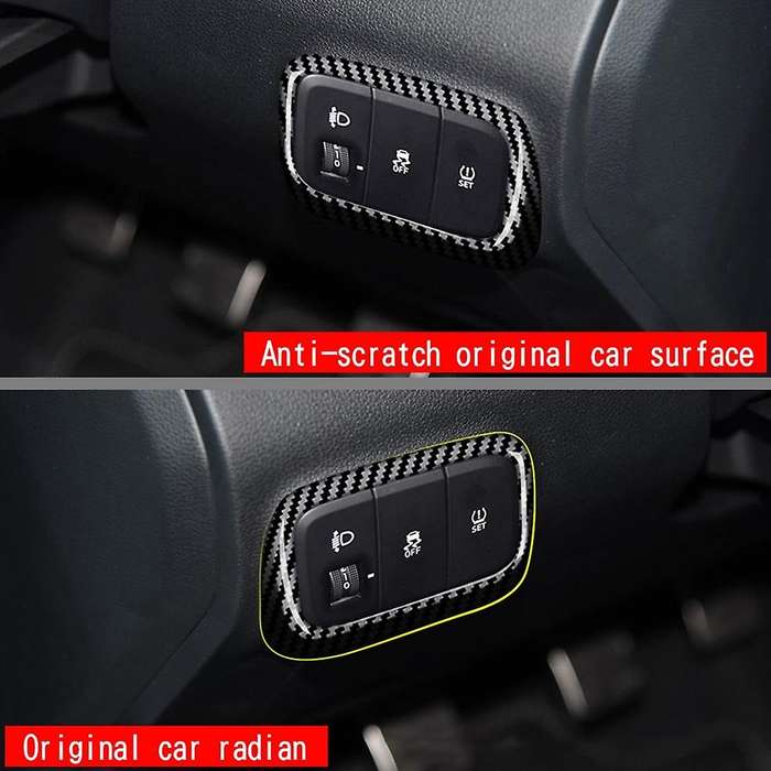 Car Interior Carbon Fiber Headlight Adjustment Switch Cover