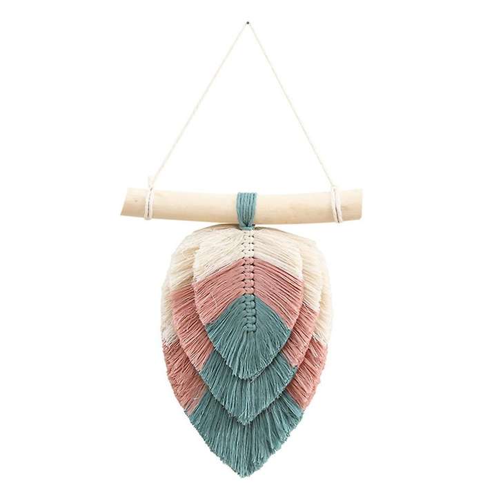 Woven Chic Bohemian Woven Leaf Tapestry with Cotton Tassel B