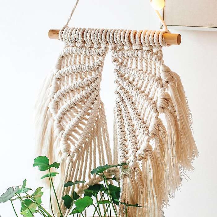 Macrame Hanger, Hand-woven Cotton Rope Net Bag Boho Home Decor