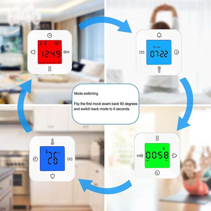 Alarm Clock Digital with Temperature,non-ticking,timer,white