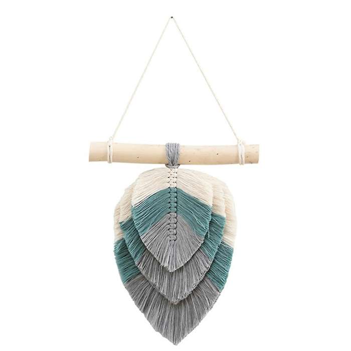 Woven Chic Bohemian Woven Leaf Tapestry with Cotton Tassel C