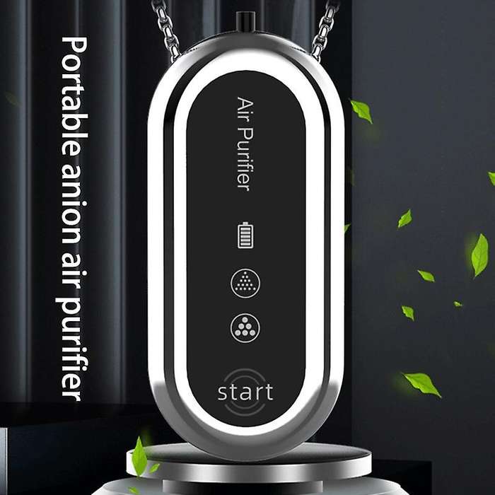 Hanging Neck Mini Negative Ion 36h-50h Necklace Air Purifier Silver
