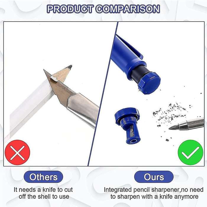 2 Pieces Carpenter Pencil with 14 Refill, for Woodworking Architect C
