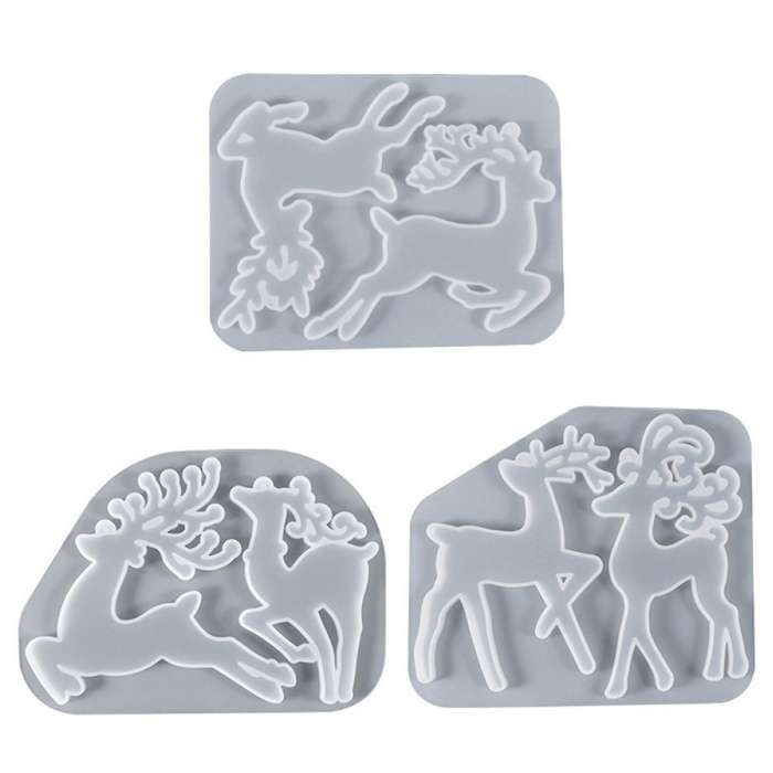 3pcs Christmas Elk Shaped Silicone Mold Diy Epoxy Mold Deer Elk Mold