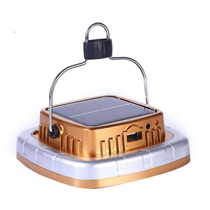 Portable Led Camping Lantern Solar Usb Rechargeable Tent Lamp Gold