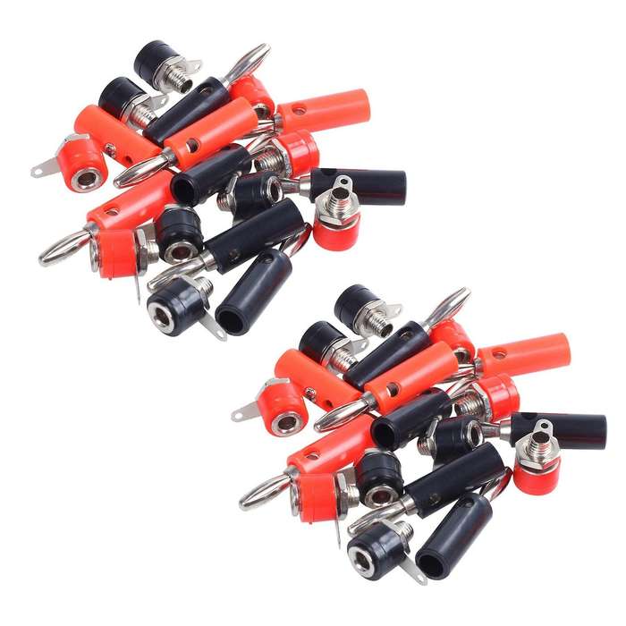 10x Banana Plugs and 10x Banana Sockets (black/red) Jack Connectors