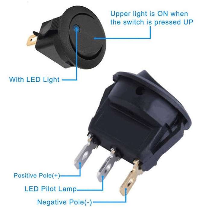 20pcs 12v Rocker Dot Led Light Round Toggle Switch for Car,rv, Marine