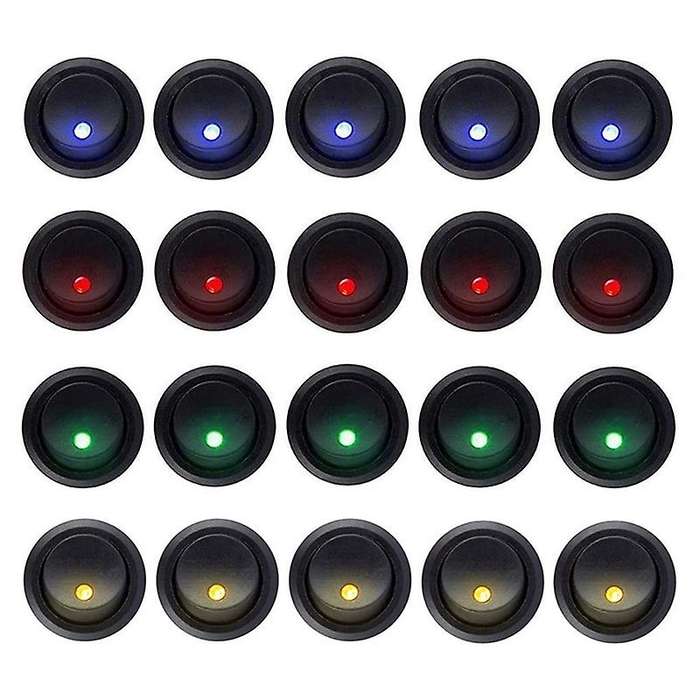 20pcs 12v Rocker Dot Led Light Round Toggle Switch for Car,rv, Marine