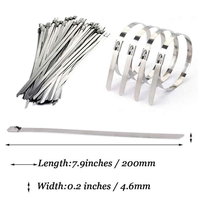 Stainless Steel Cable Ties, 100 Pcs 7.9 Inches Cable Zip Ties