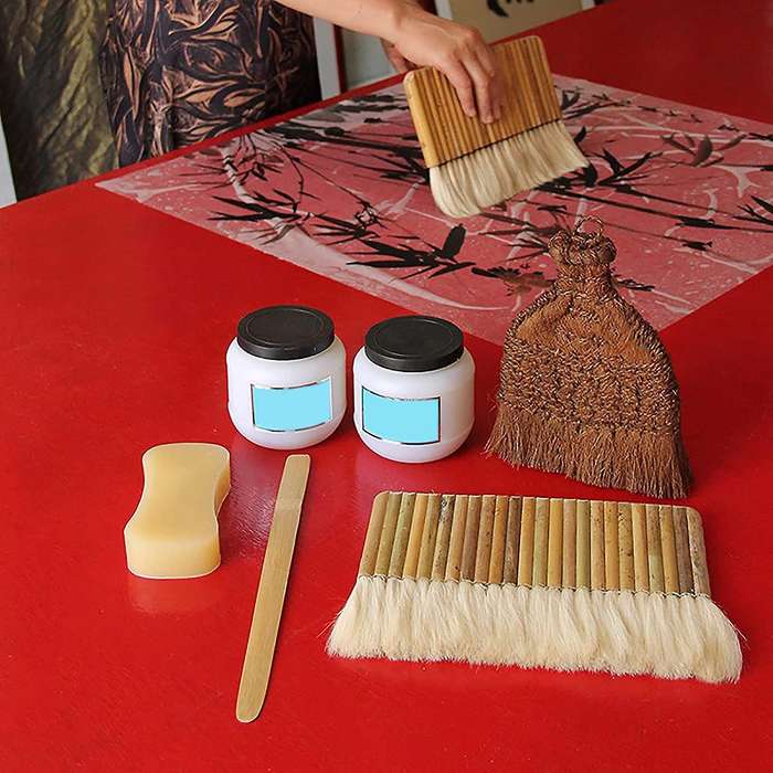 3pack 6.3inch Hake Blender Brushes Bamboo Handle Brushes for Painting