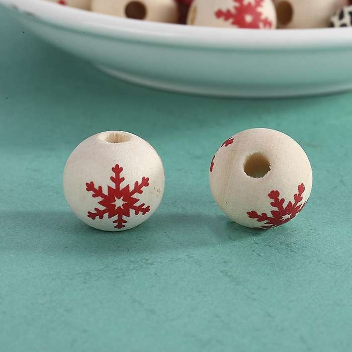 Christmas Wooden Beads Garland 100pcs 16mm Colored Wood Balls Bulk