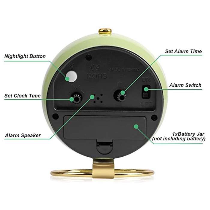 Silent Alarm Clock Non Ticking with Light Button for Desk Table