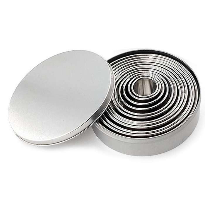 12pcs Stainless Steel Round Cake Mold Baking Mousse Ring Tools