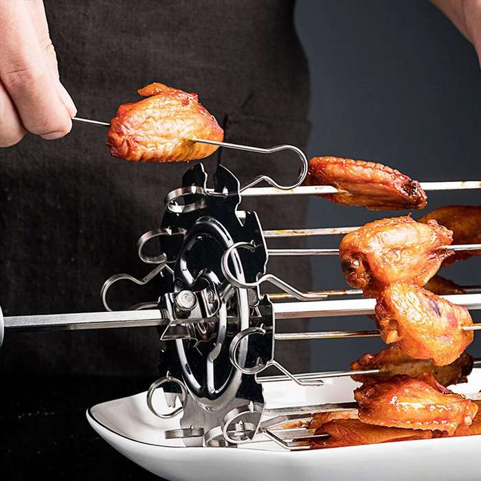 10 Fork Bbq Roaster Skewers Needle Cage without Middle Rotating Rod