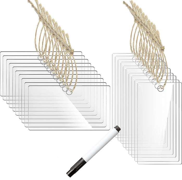 20pcs Hanging Labels Blank with Mark Pen for Storage Bins Kitchen