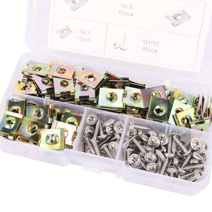 160pcs Fixed Nut Stainless Steel U-shaped 80pcs Set M3 Spring