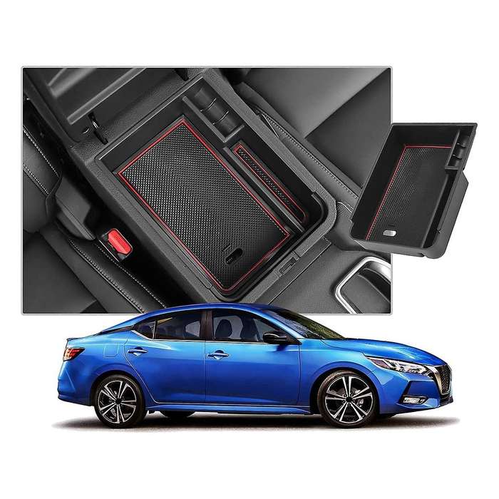 Car Central Console Armrest Box for Nissan Sentra 2020-2022 Red