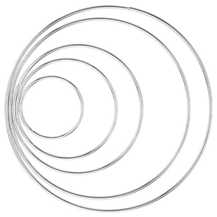 Metal Rings Hoops 15 Pieces Silver Rings for Dream Catcher,5 Sizes