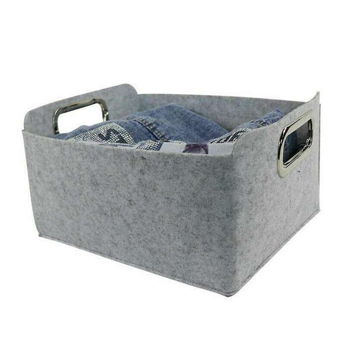 Desktop Sundries Container Foldable Felt Fabric Storage Basket B