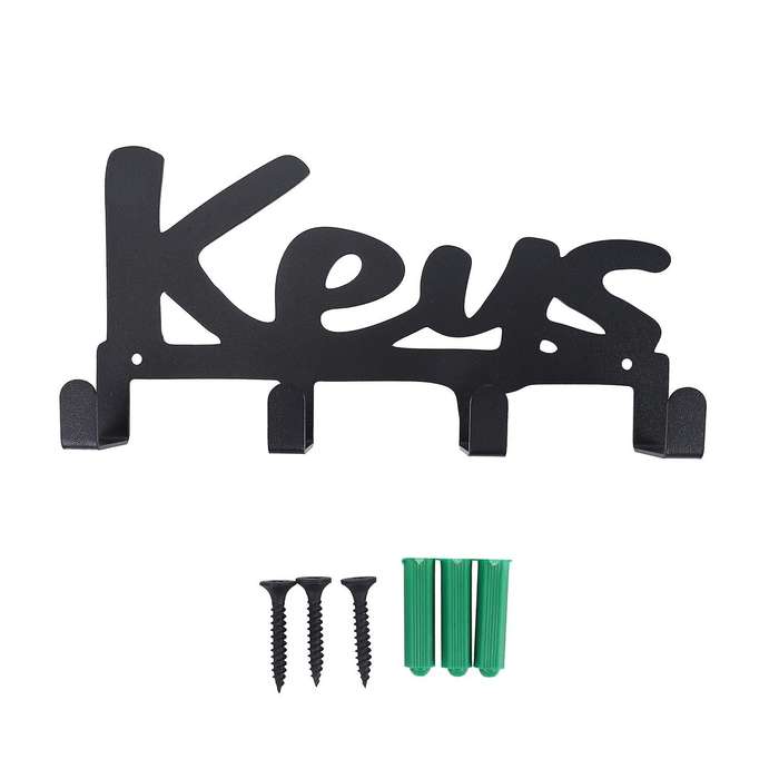 Wall Mounted Key Holder 4 Hooks, Screws and Raw Plugs Included,"keys"
