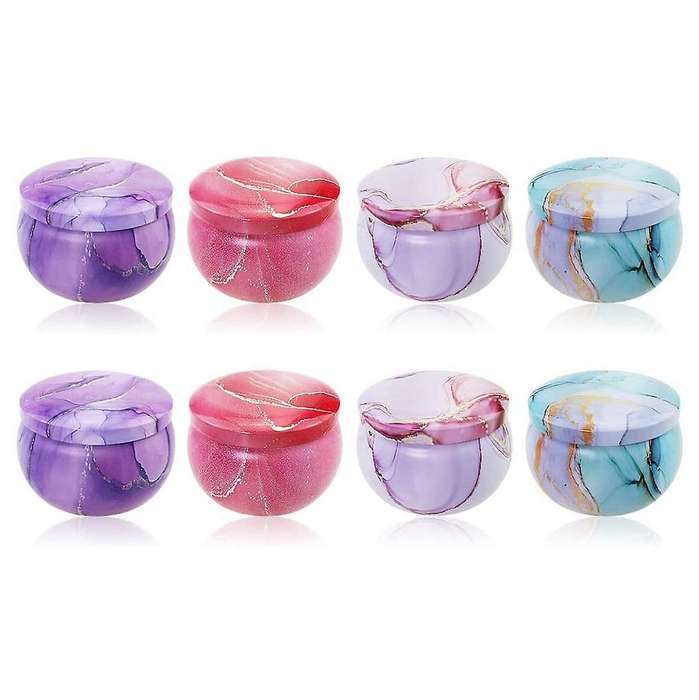 8pcs Candle Tins for Candle Making Kit Metal Candle Tin with Lids