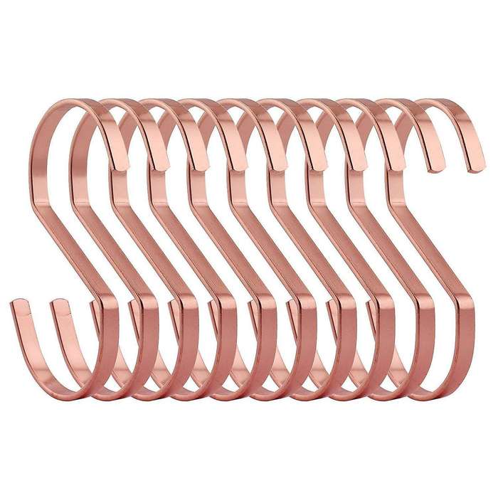 10-pack 4 Inch Rose Gold Chrome Finish Steel Hanging Flat Hooks