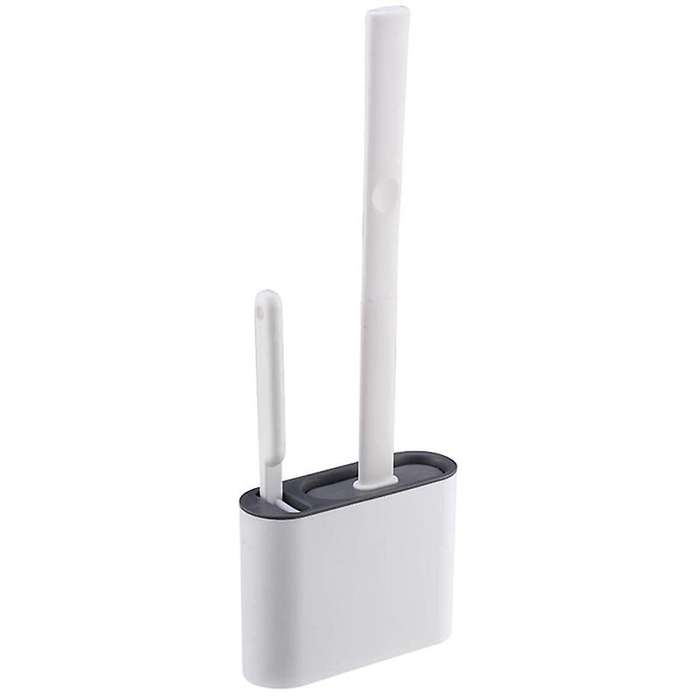 Toilet Brush & Holder Kit with Hook and Small Brush Bristles Standing