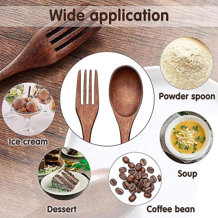 16pcs Wooden Spoons Forks Set Including Wooden Spoons Wooden Forks