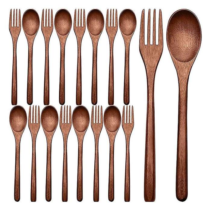 16pcs Wooden Spoons Forks Set Including Wooden Spoons Wooden Forks