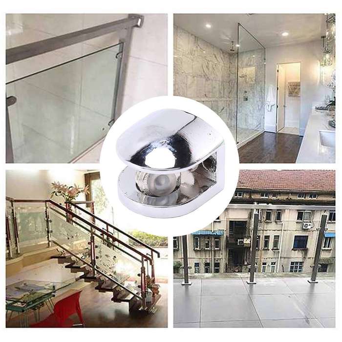 12pcs Glass Brackets Adjustable Zinc Alloy Glass Clip Shelf Clamp