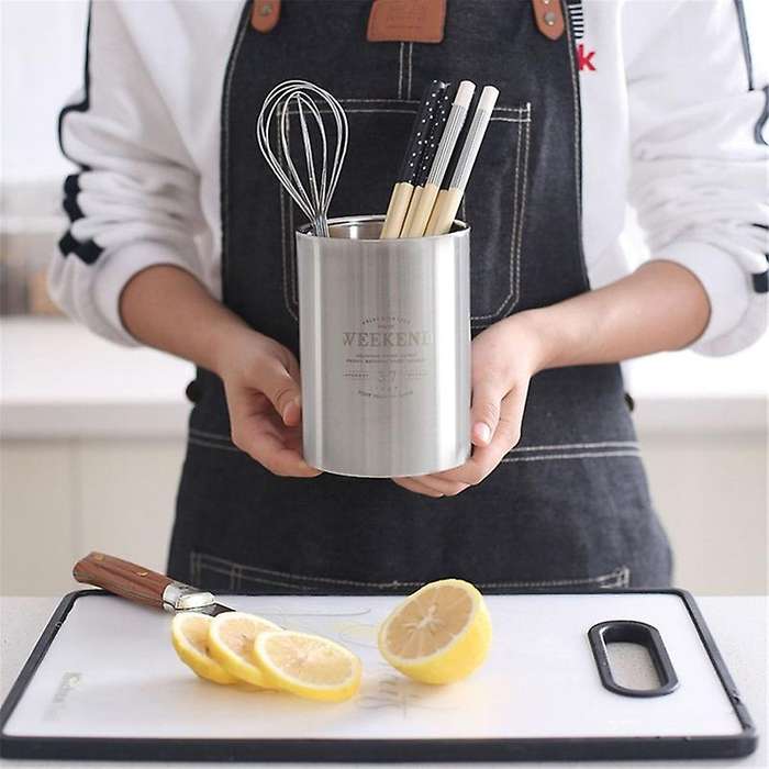 Stainless Steel Chopsticks Storage Tube Spoon Fork Storage Box Tool B