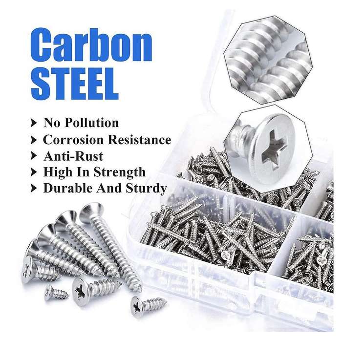 800pcs M2 Self-tapping Screws Assortment Set Cross-head Screws Silver