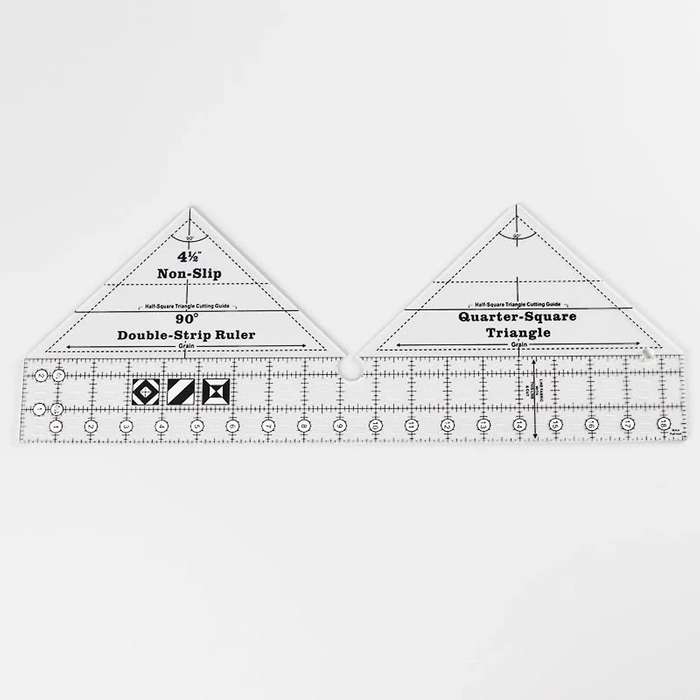 90 Degree Double Strip Ruler Quarter Square Cutting Guide (10 Inch)