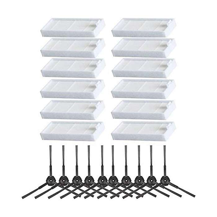 10 Side Brush+12 Hepa Filter for Ilife V3 V3s V5 V5s V5s Pro Cleaner
