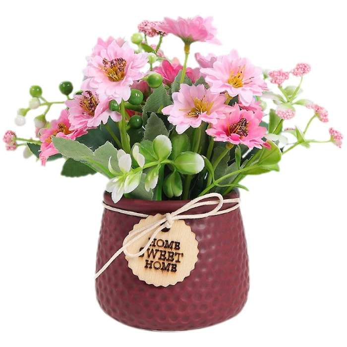 Nordic Cineraria Simulation Flower Potted Decoration , Red