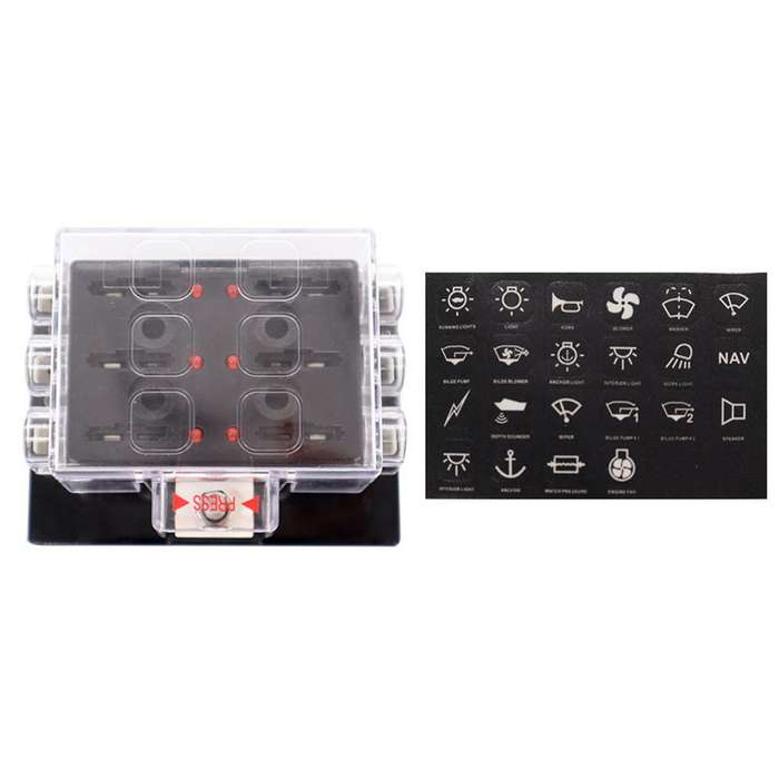 1 Set 6 Way Car Boat Bus Yacht Fuse Box Block Holder Cover Fuse Box
