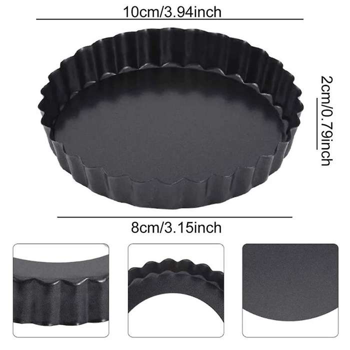 1set 4inch Quiche Pans with Loose Base Non-stick with Oil Brush