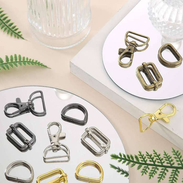 56 Pcs Keychain Hooks for Bag Making with D Rings and Slide Buckle