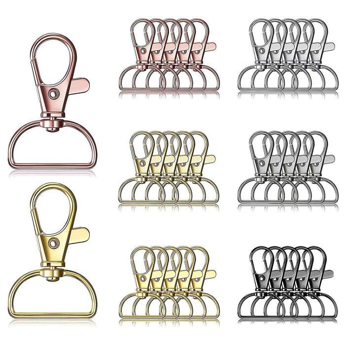 48pcs Swivel Lobster Claw Clasp with D Rings for Sewing Craft Project