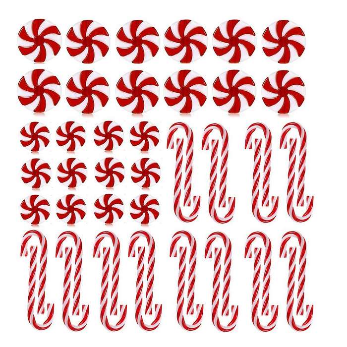 48 Pieces Christmas Candy Canes Candy Swirl Garland Plastic Candy