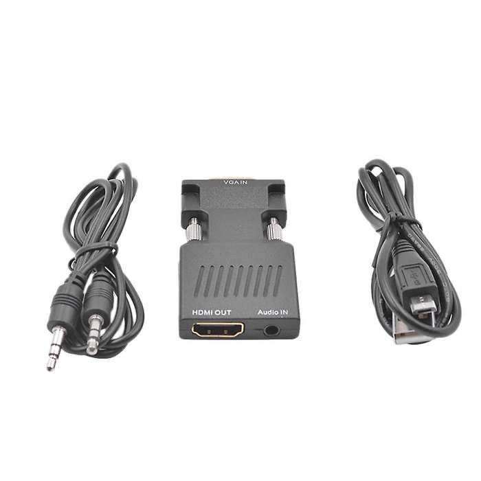 Hdmi-compatible to Vga Adapter with 3.5mm Audio Cable for Laptop