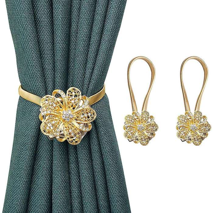 2 Pieces Of Magnetic Curtain Fasteners for Window Decoration(gold)